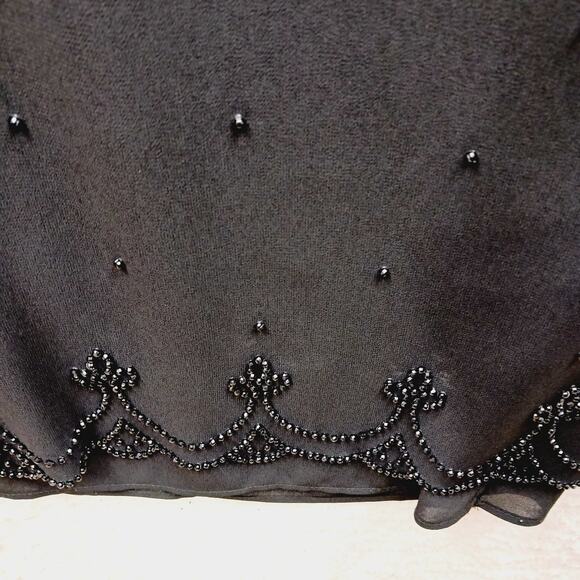 Skirt Maxi Size 18W Black Bead Scallop Evening Elegant Glam Formal Old Money - Picture 10 of 16